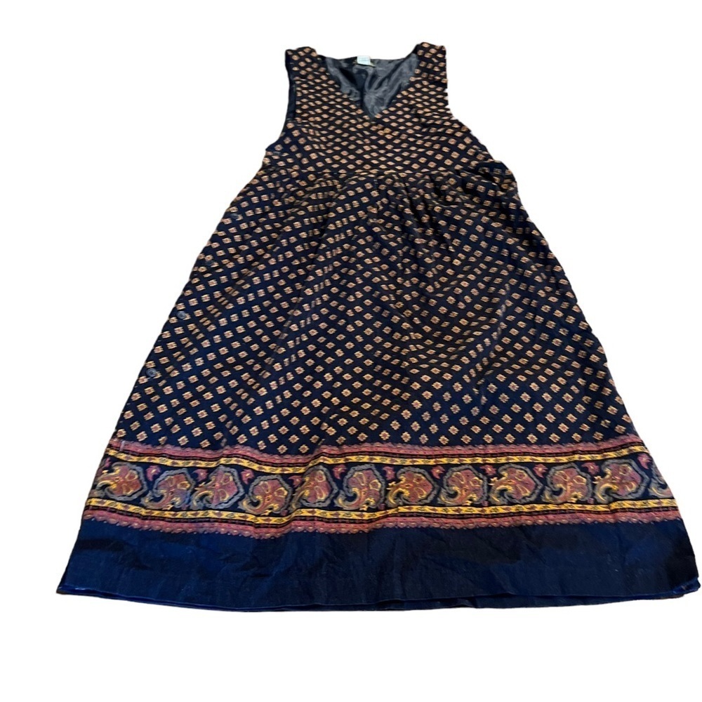 Fenwick Vintage 80s Printed Corduroy V-Neck Jumper Dress Size 12